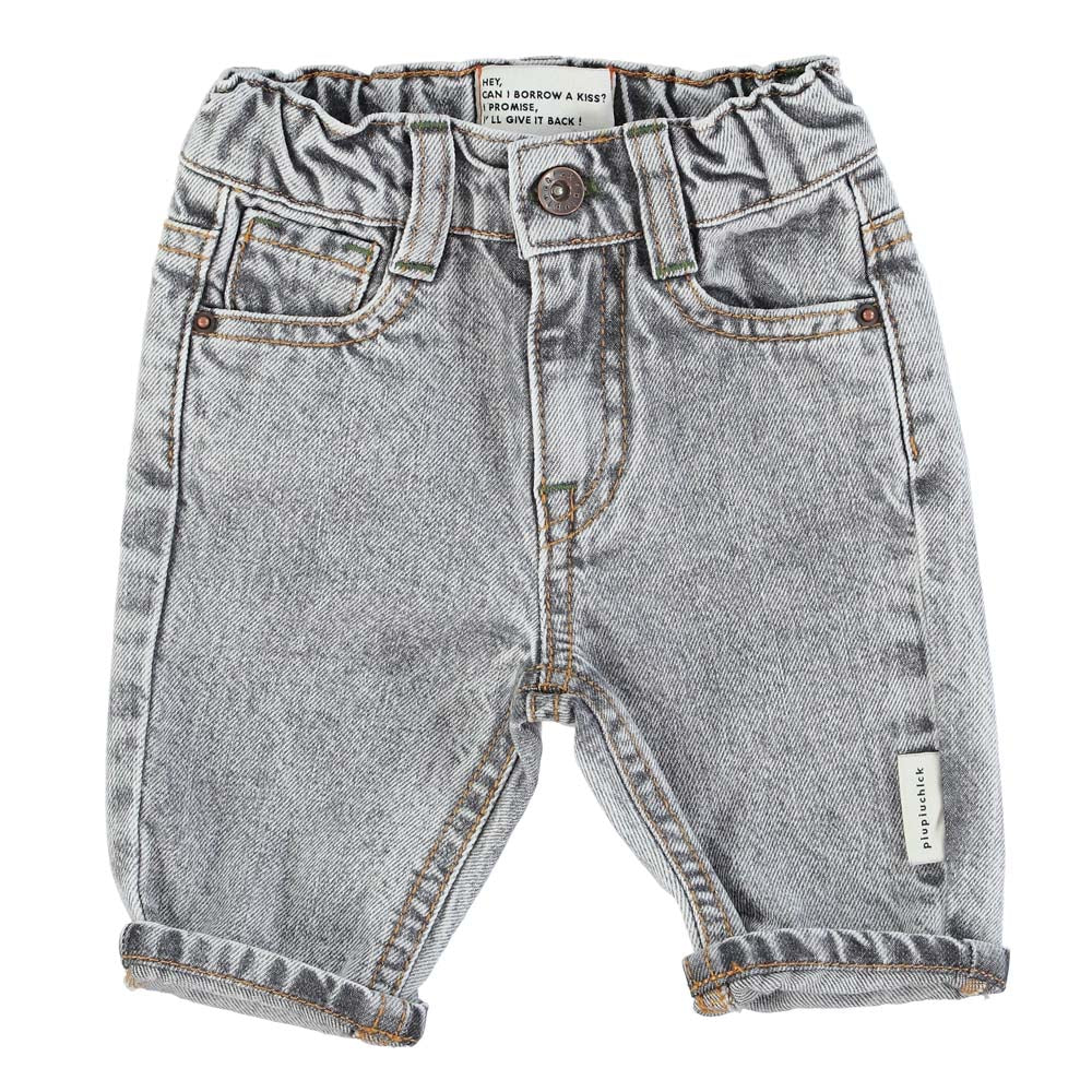 Baby Unisex Trouser - Washed Grey Denim Pants Piupiuchick 