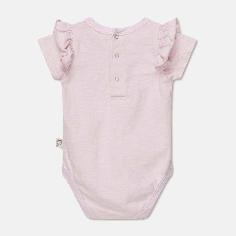 Slub Ruffle Baby Bodysuit - Pink