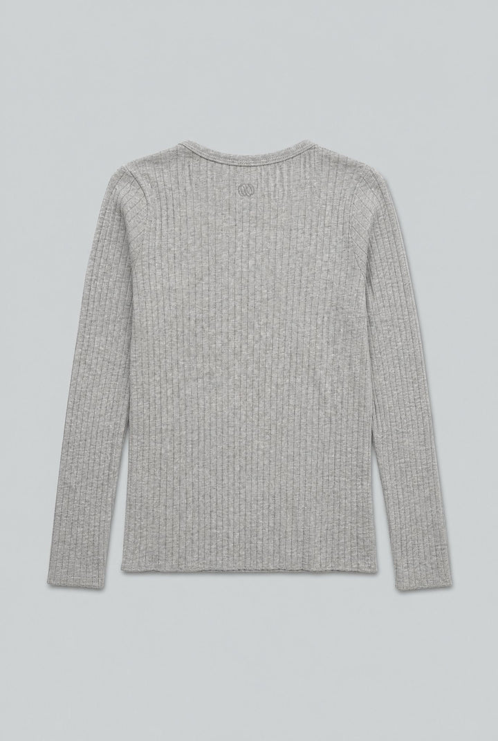 Ribbed Long Sleeve Tee - Heather Gray