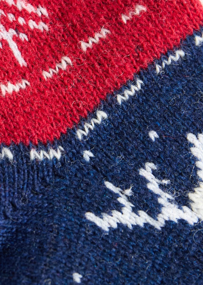 Crew Wool Blend Reindeer Sock - Navy/Red