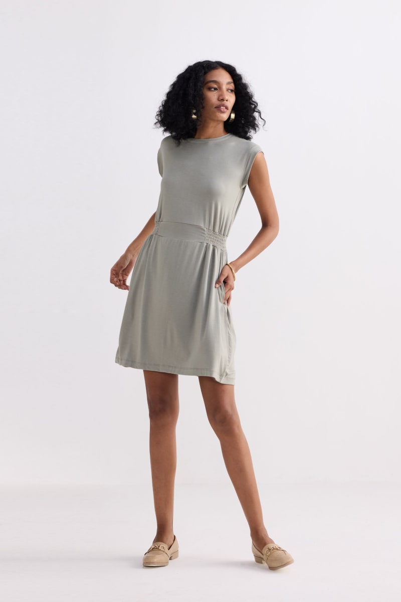 Short Dress With Smocking Side Detail - Frost & Mist