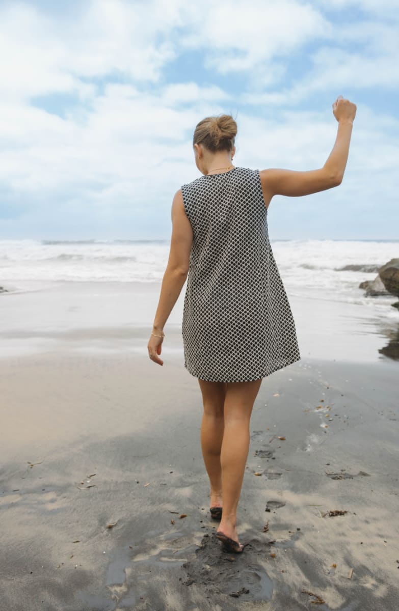 Sorrento Short Dress - Black and Cream