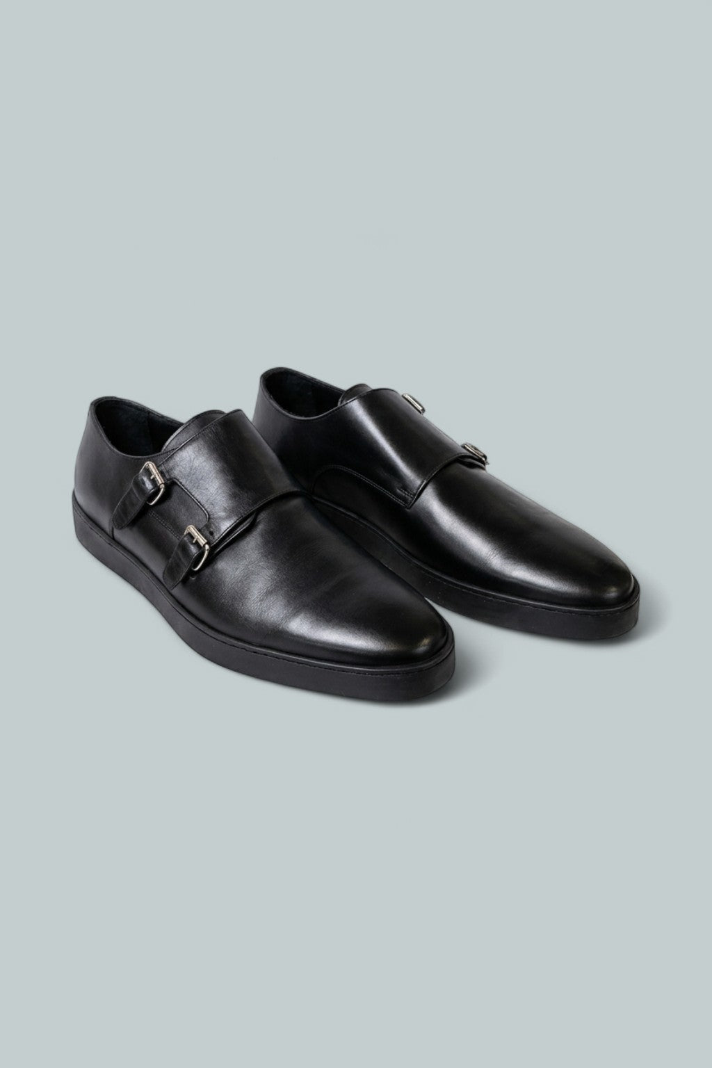 Men's Palestro Double Buckle Monk Strap Shoes - Black