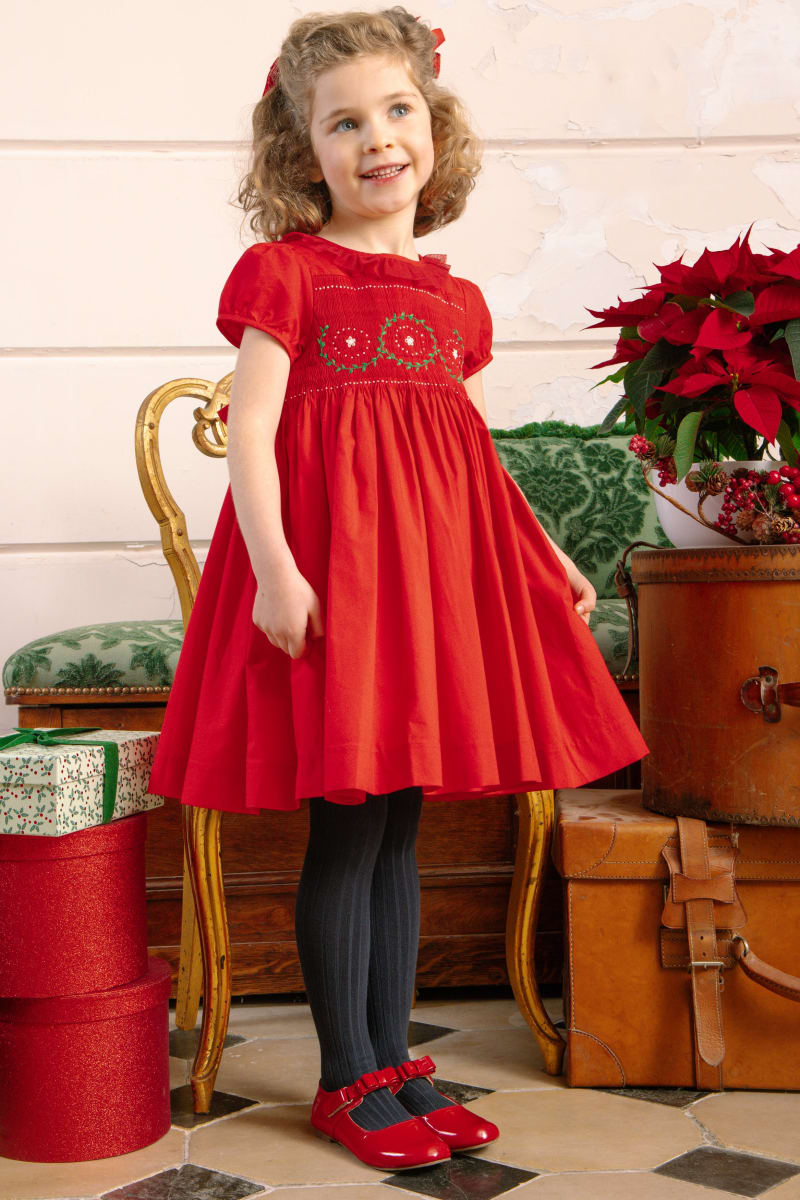 Sofia Smocked Dress - Red