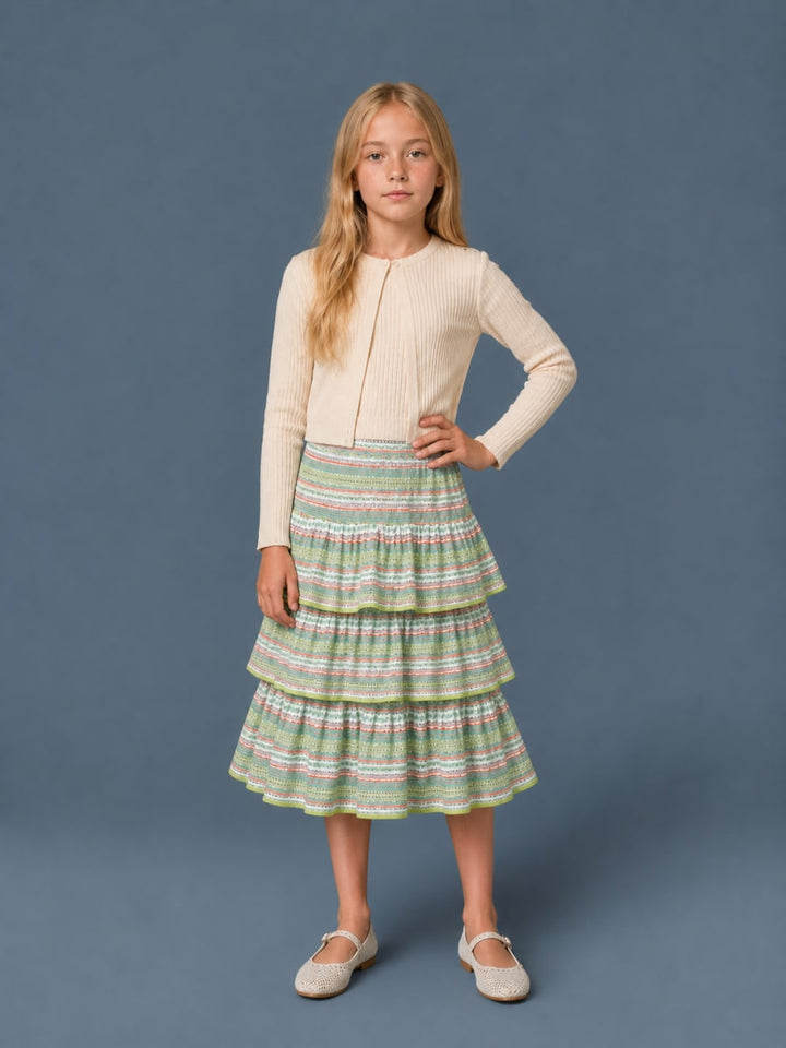Crochet Tiered Skirt - Apple Green
