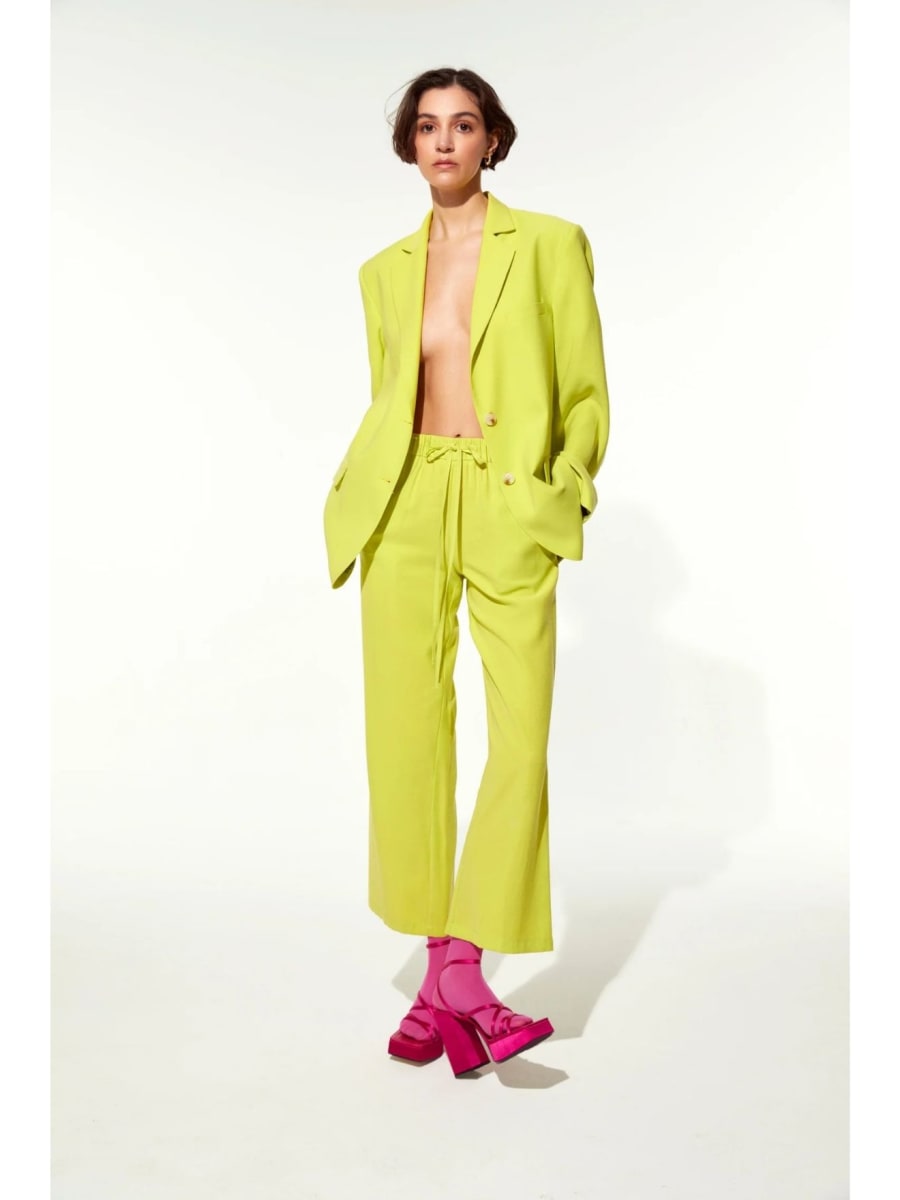 Kyra Cropped Trousers - Lime