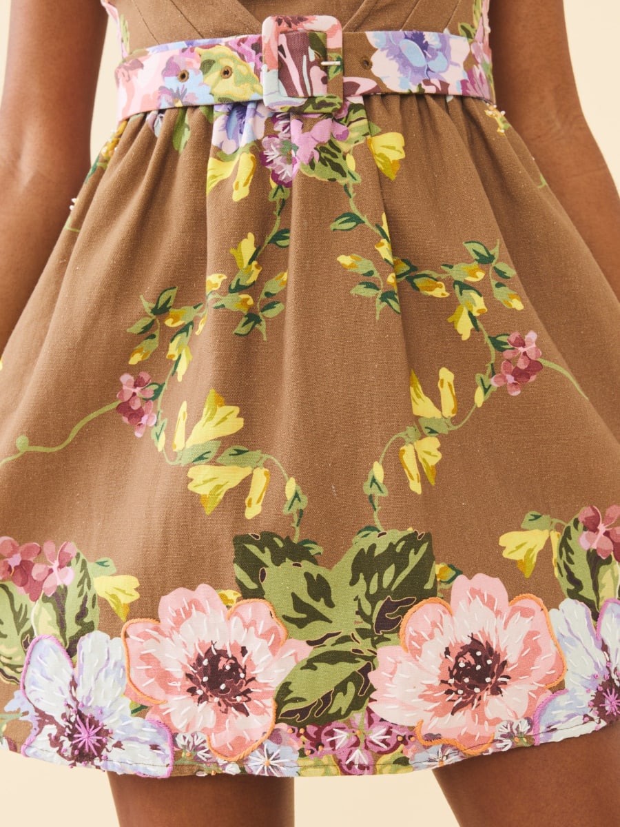 Georgie Dress - Caramel Victorian Floral