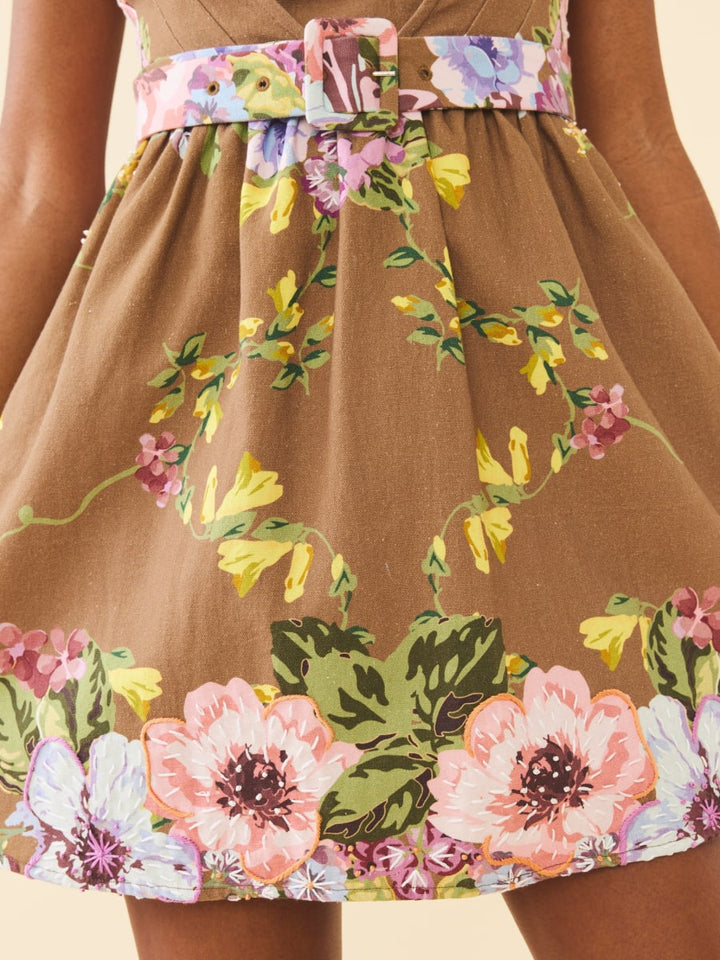 Georgie Dress - Caramel Victorian Floral