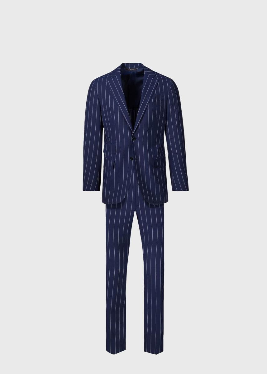 Super 130s Stripe Suit - Blue