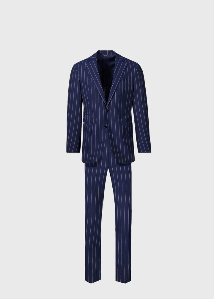 Super 130s Stripe Suit - Blue