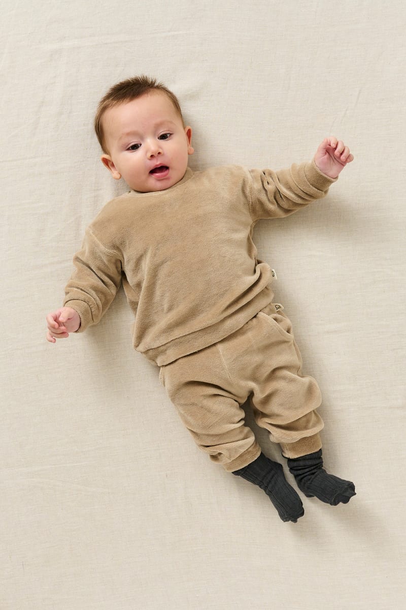 Velour Baby Pants - Beige