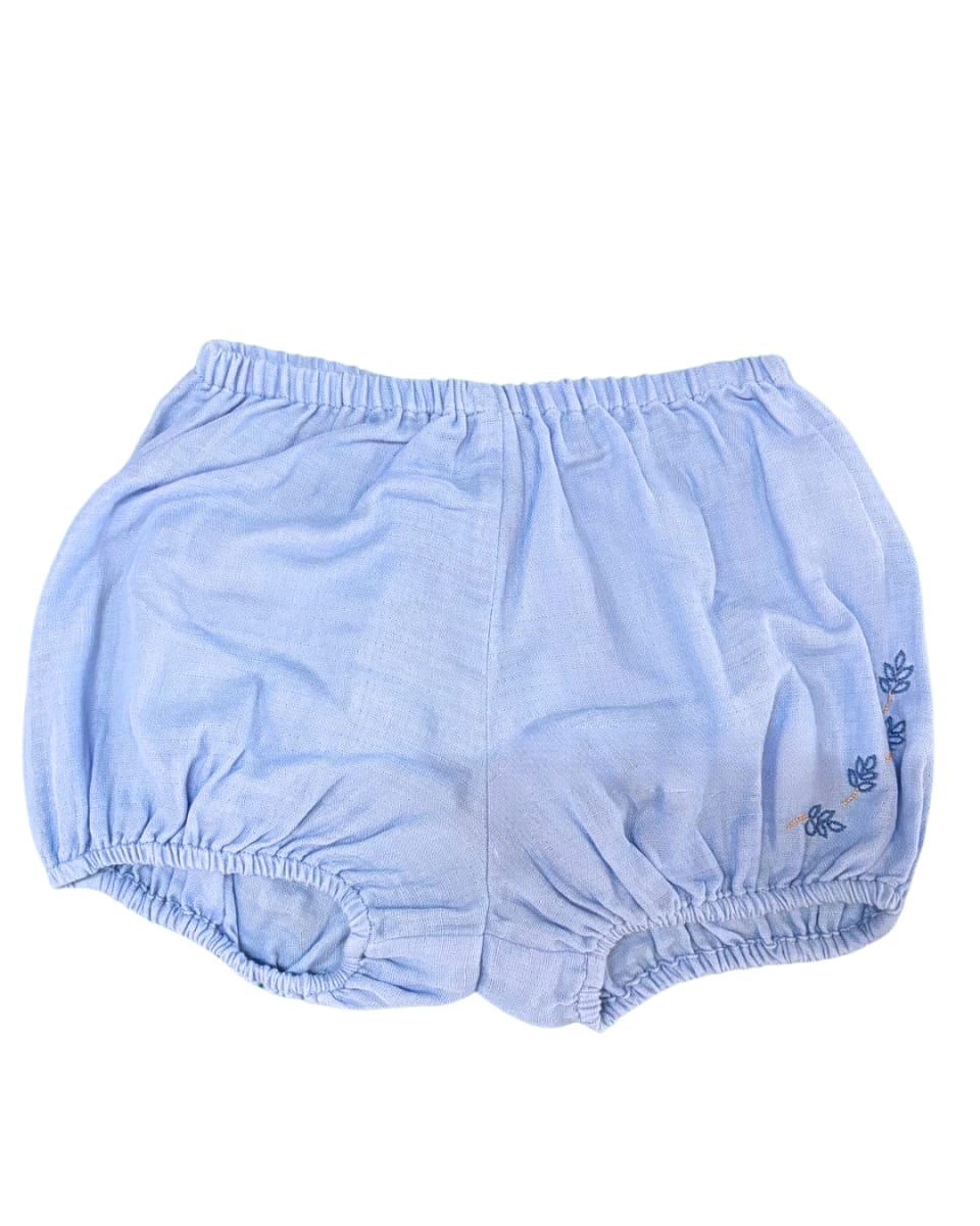 Camille Embroidered Bloomers - Azure Blue
