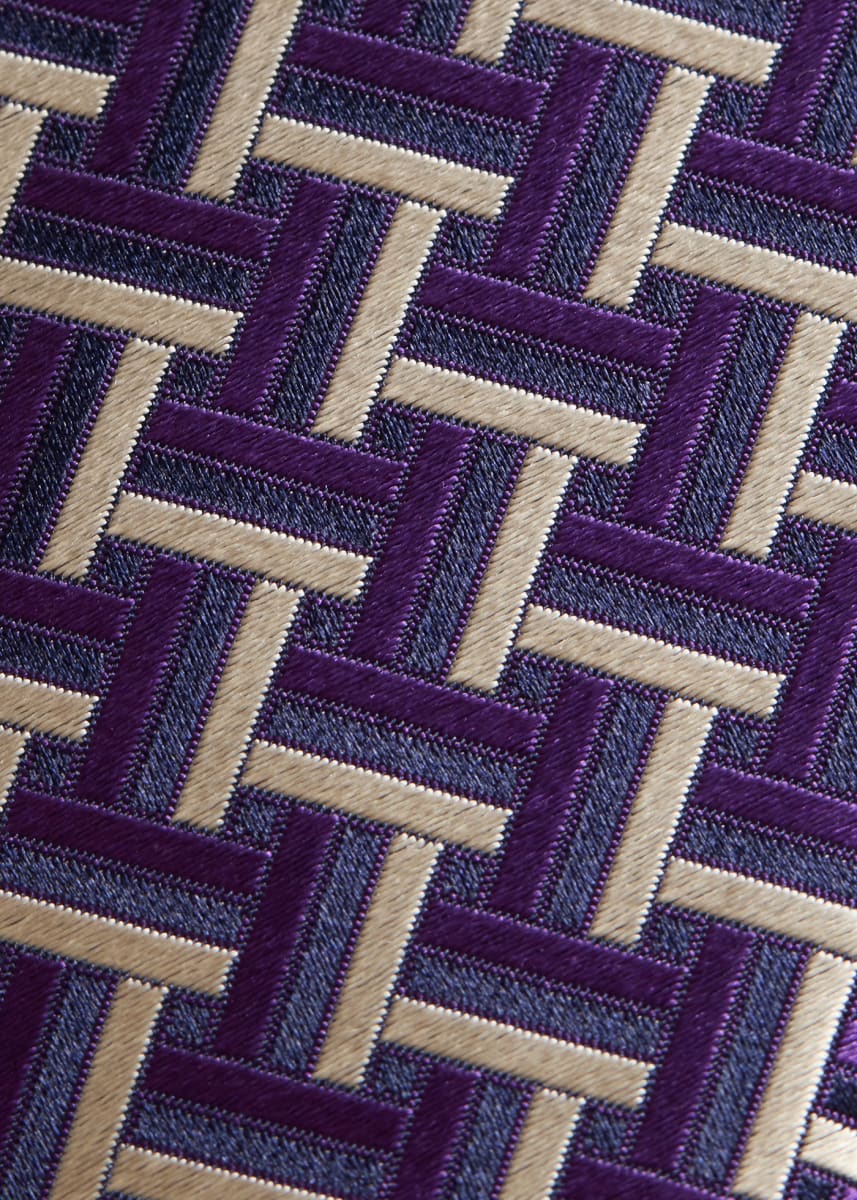 Woven Silk Basketweave Tie - Purple
