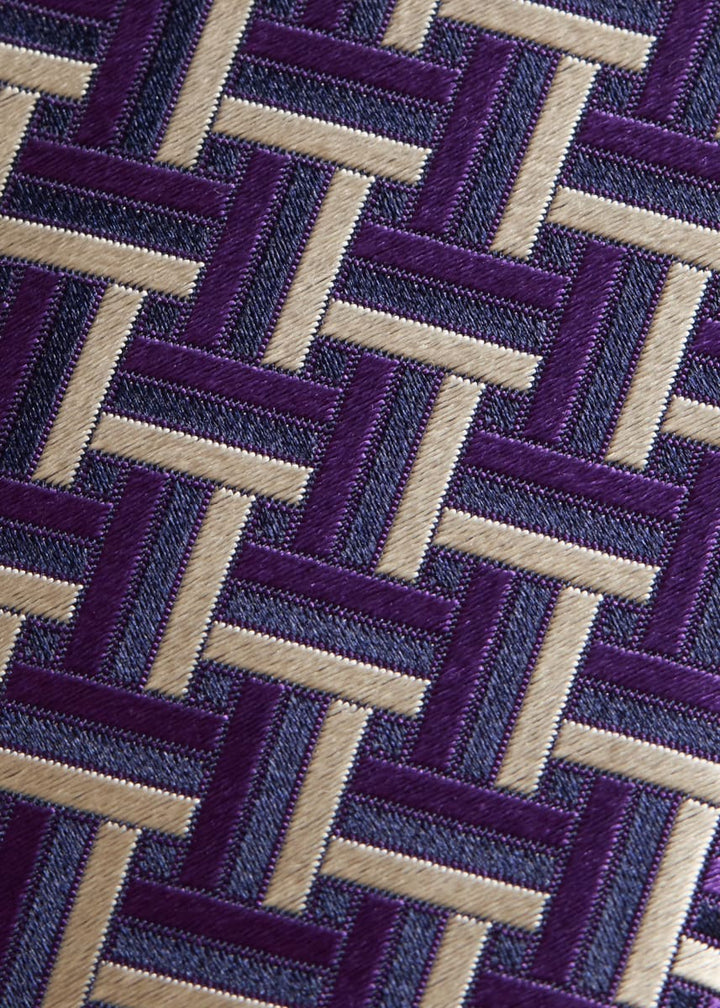 Woven Silk Basketweave Tie - Purple
