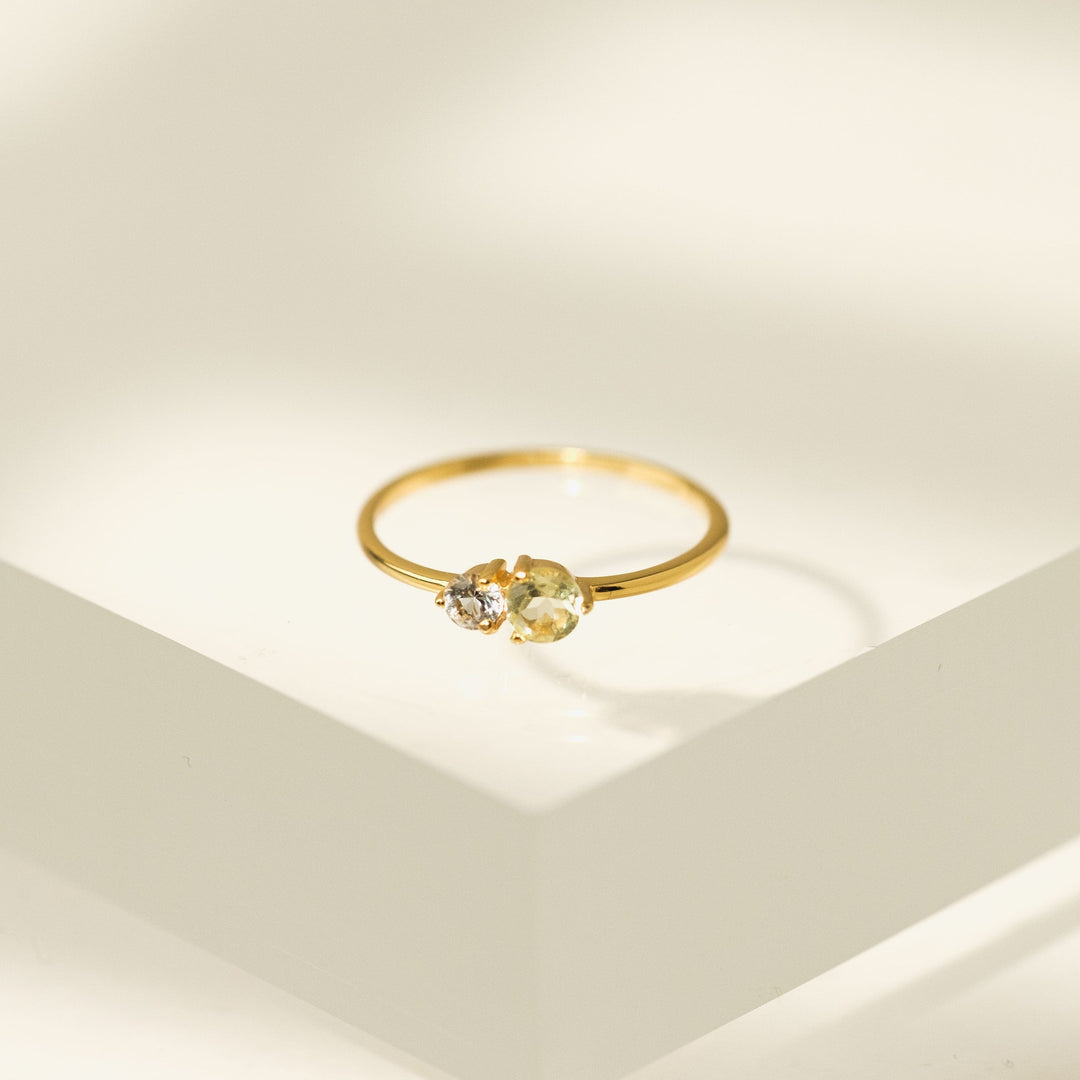 Luma Gemstone Ring - Lemon Quartz + White Topaz