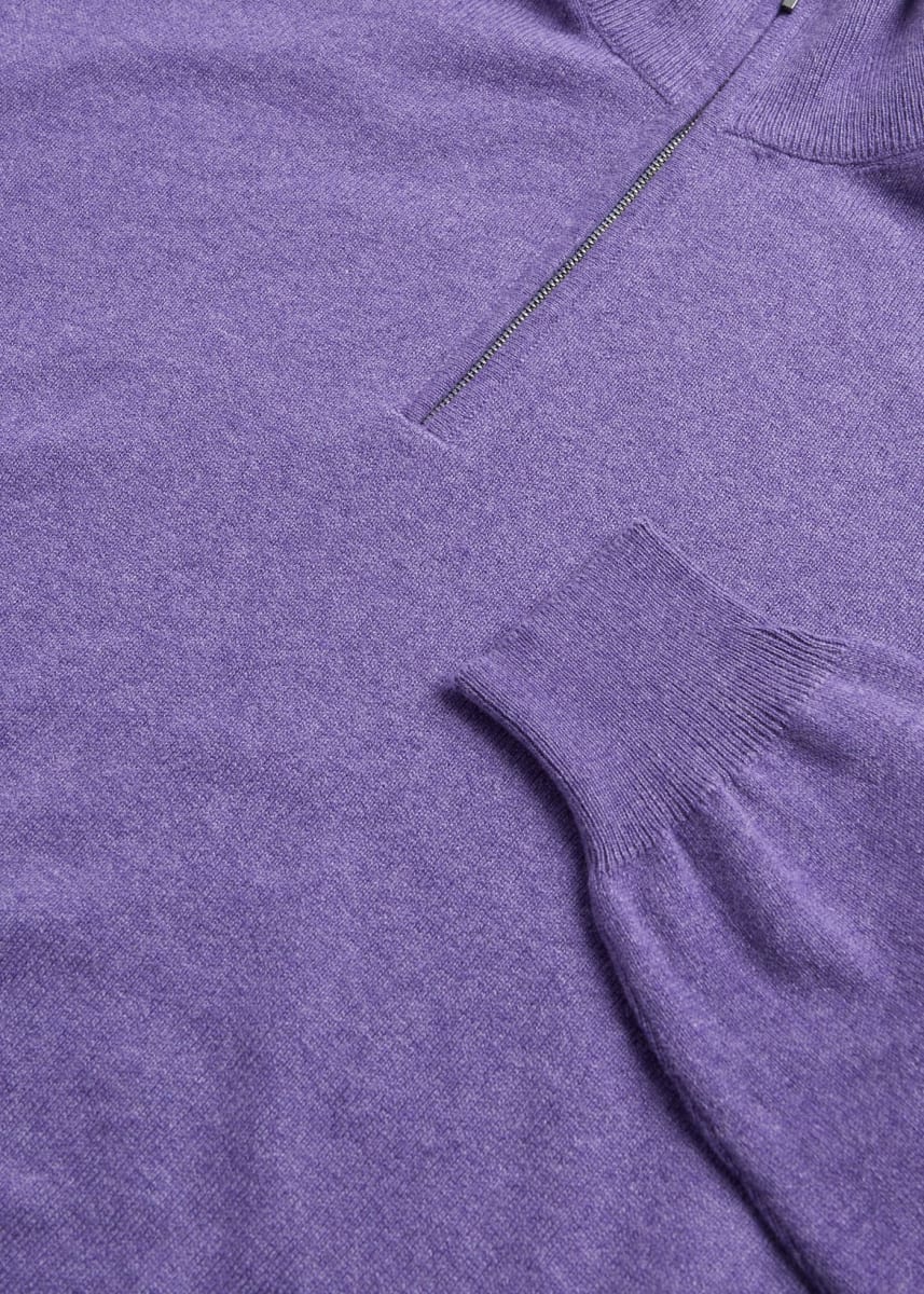 Cashmere  1/4 Zip Sweater - Purple