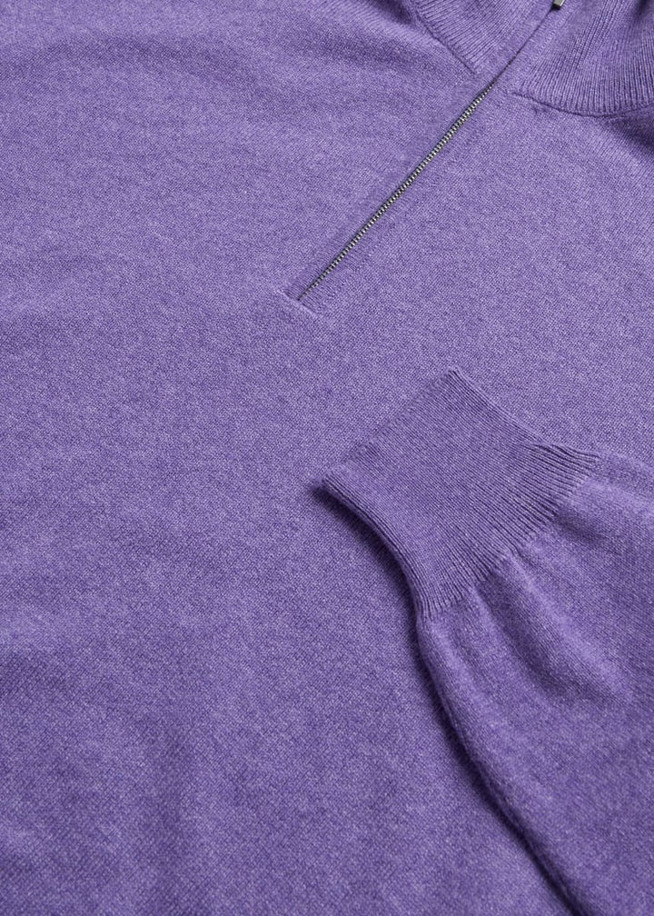 Cashmere  1/4 Zip Sweater - Purple