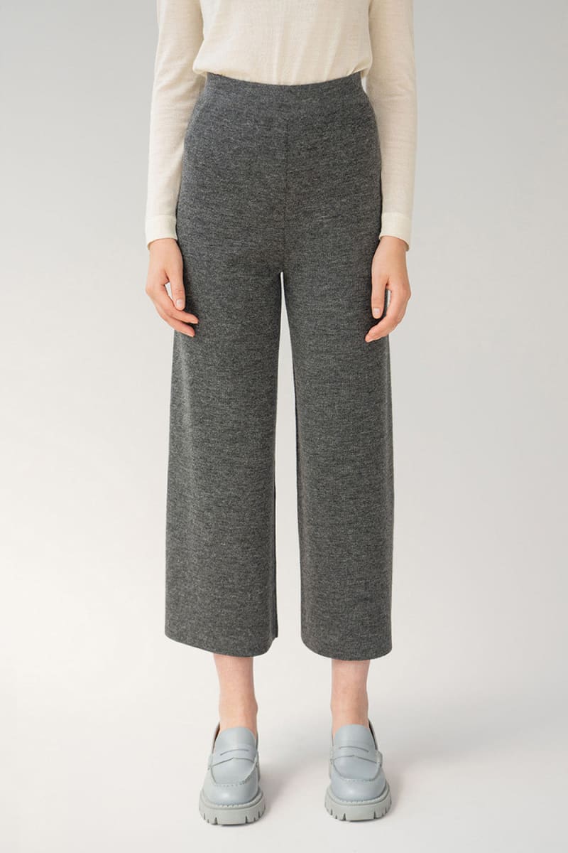 Wide Leg Trousers - Shadow Grey Heather
