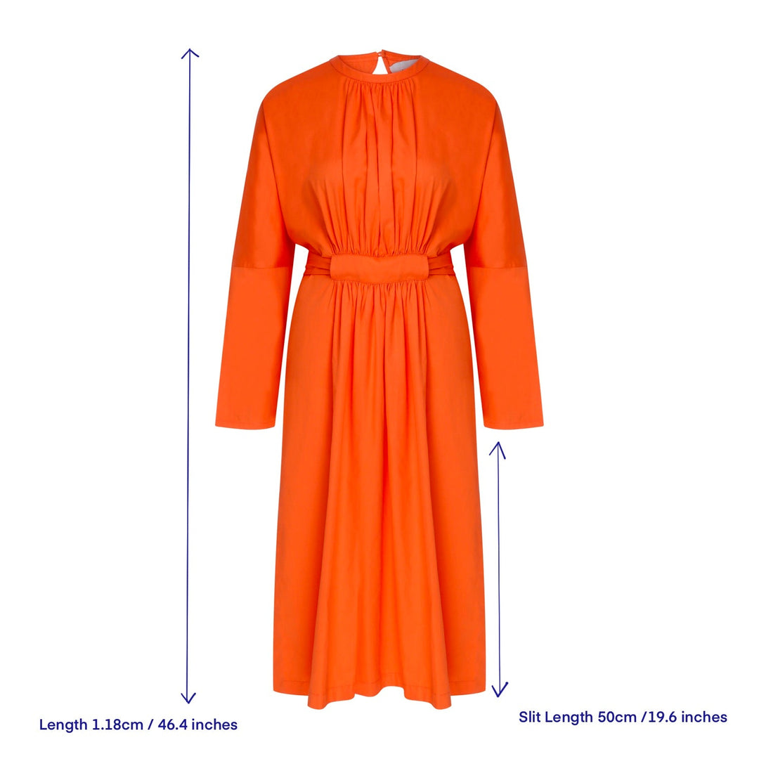 Martha Open Back Cotton Dress - Orange