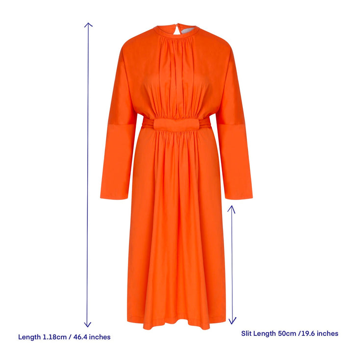 Martha Open Back Cotton Dress - Orange