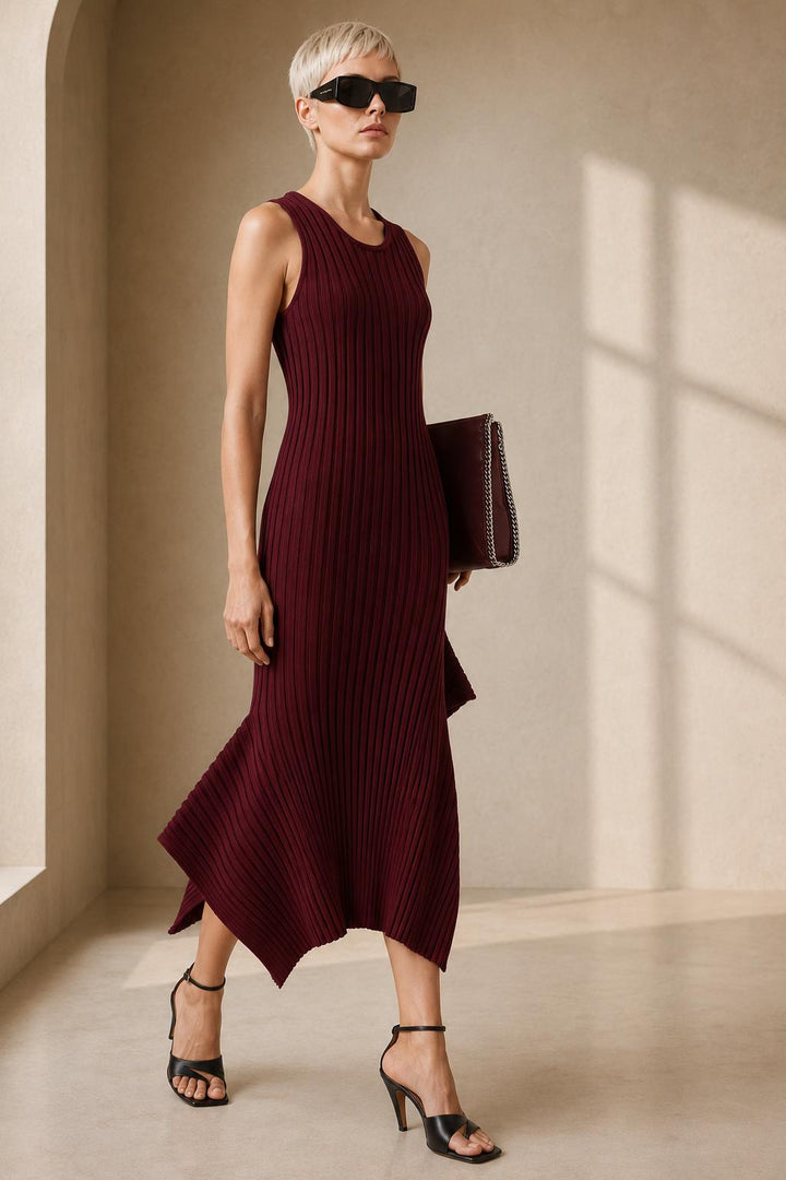 Crewneck Shirt Dress - Berry