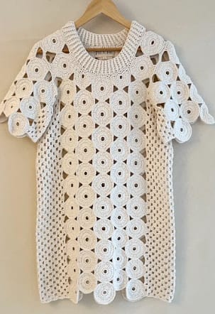 Circle Crochet Tee Shirt Dress - Ivory