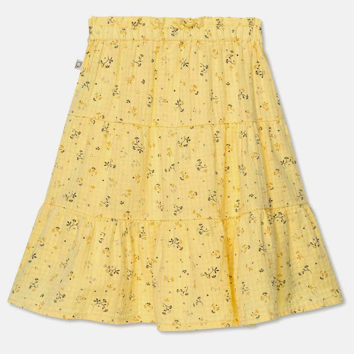 Muslin Floral Flared Skirt - Yellow