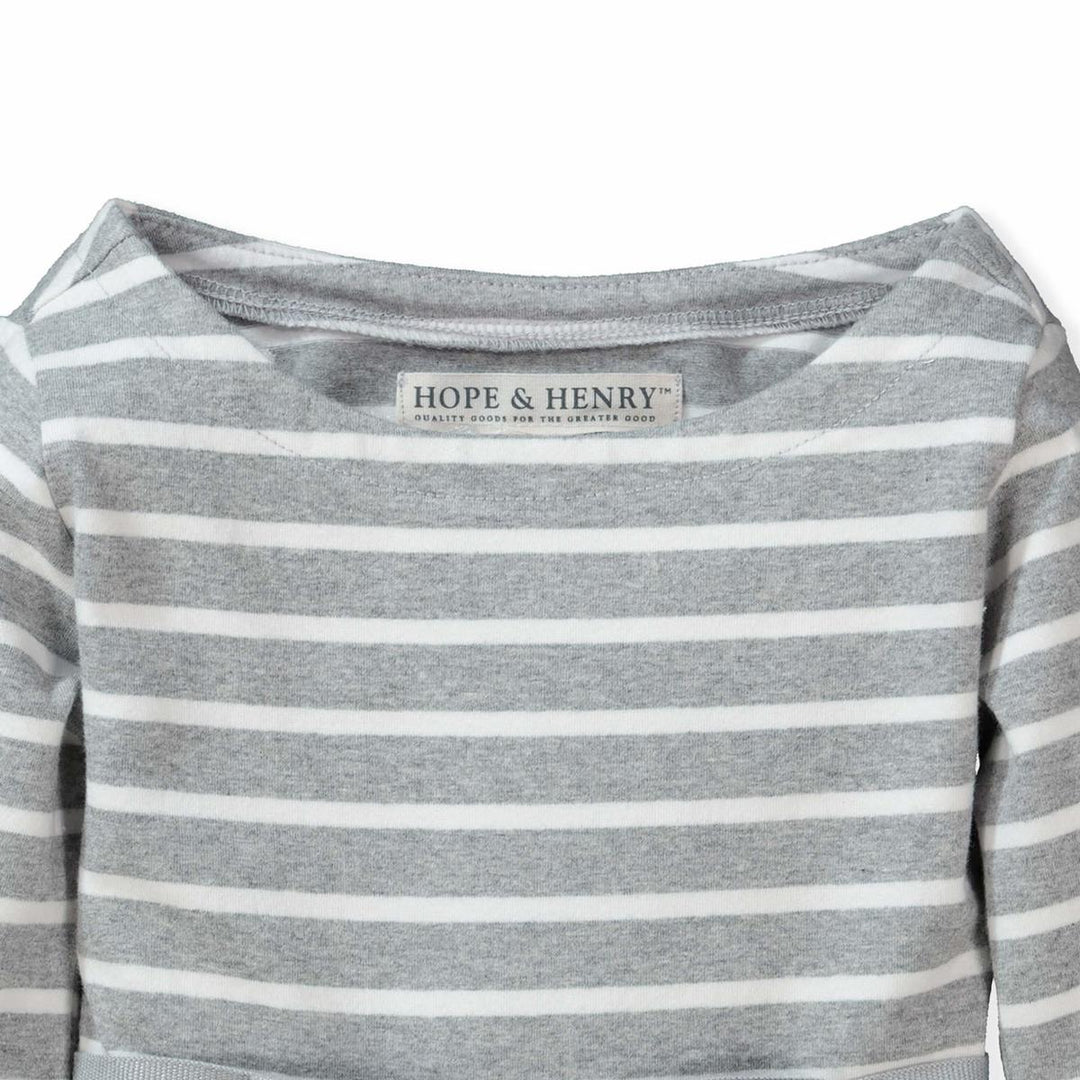 Lightweight Skater Dress - Gray & White Stripe