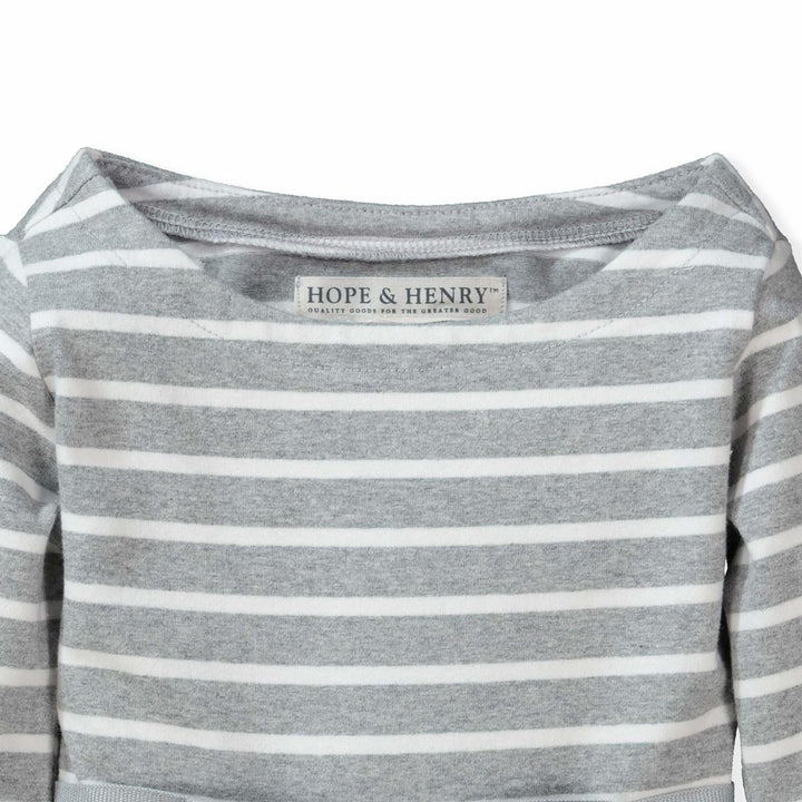 Lightweight Skater Dress - Gray & White Stripe