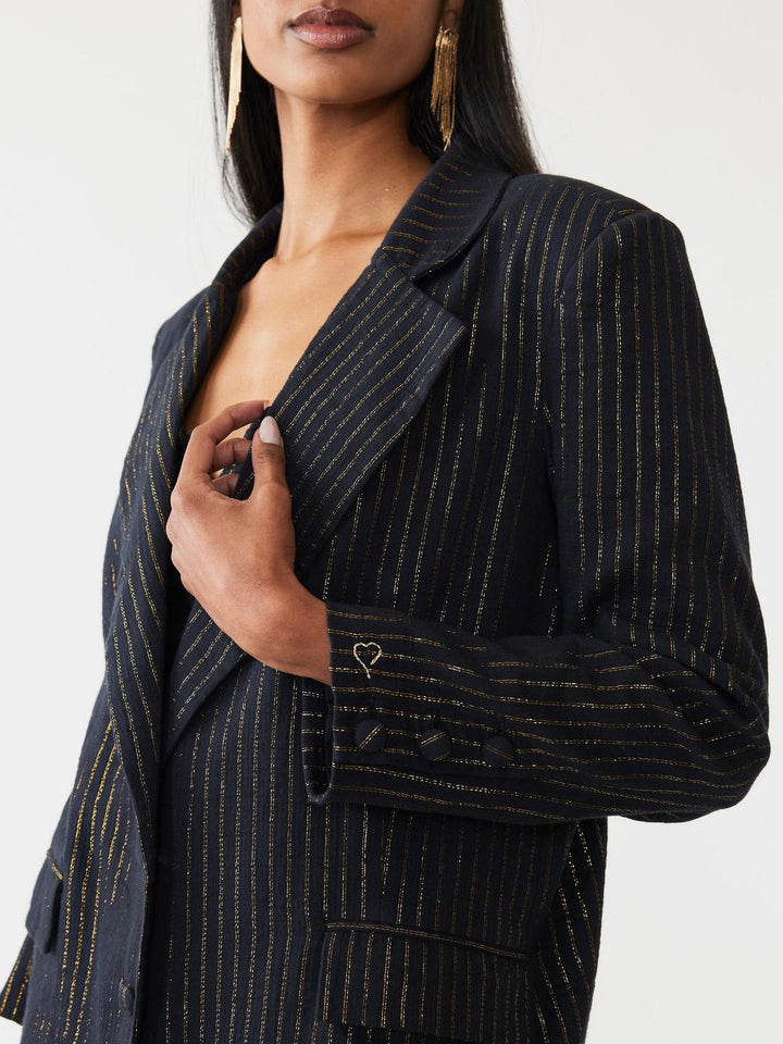 Sloan Blazer - Black Lurex Stripe