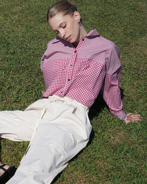 Ellie Button Down- Gingham - Red