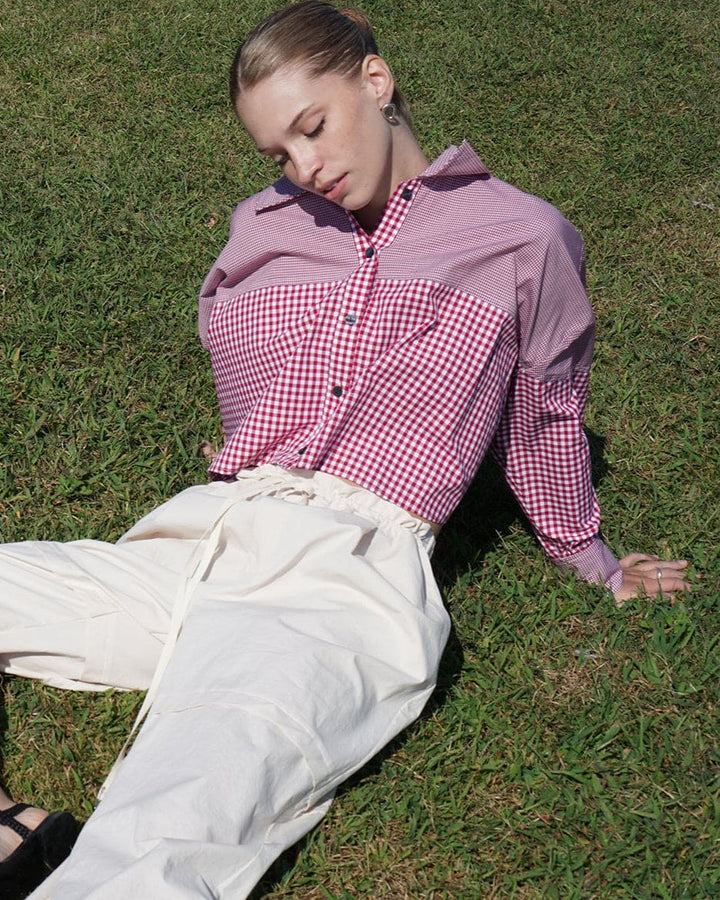 Ellie Button Down- Gingham - Red
