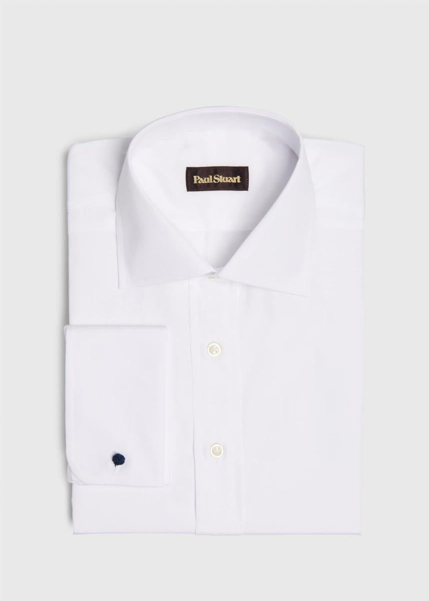 St. James Egypt White Broadcloth Spread Collar French Cuff - White - Button Down Shirt