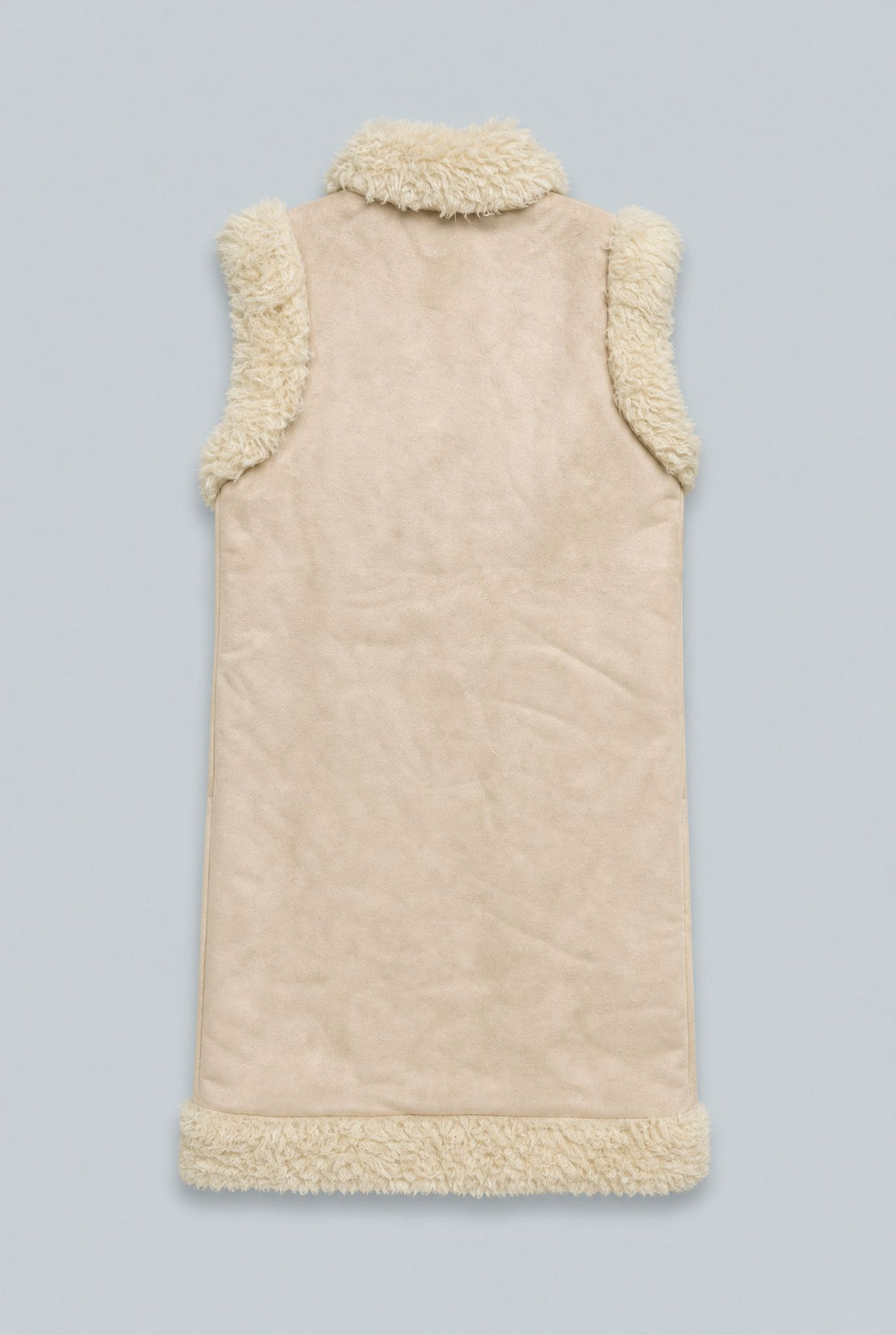 Reversible Faux Shearling Long Vest - Cream