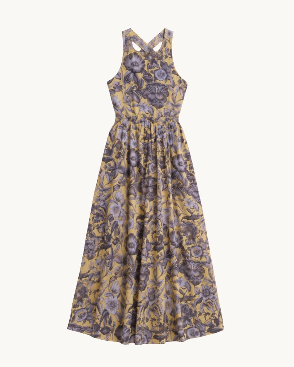 Raf Cross Back Maxi Dress - Blue Floral