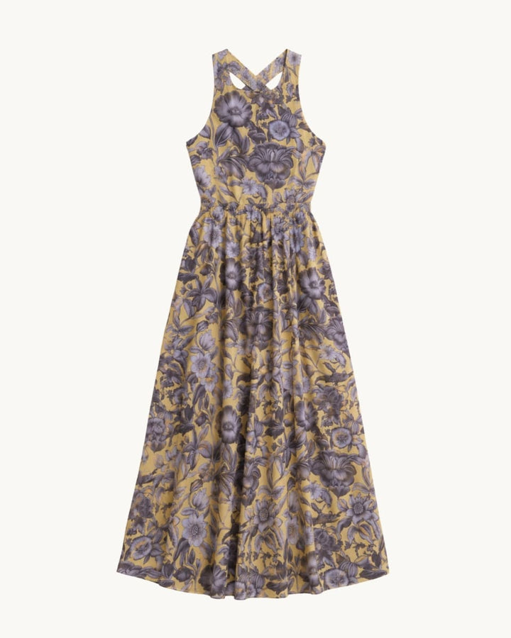 Raf Cross Back Maxi Dress - Blue Floral