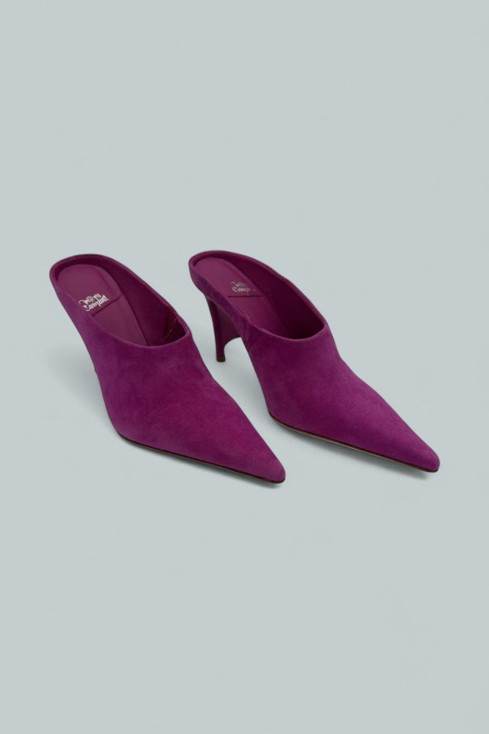 Vader Pointed Toe High Heel Mules - Magenta Suede - 7.5 - Mules