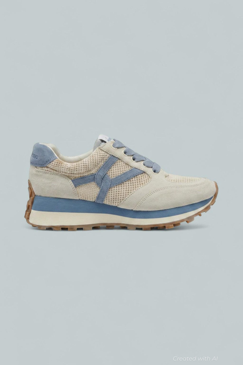 Valentina Mesh Suede Retro Sneakers - Coconut/Vista Blue - US 6.5 - Sneaker