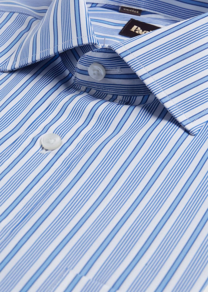 Variegated Stripe Cotton Dress Shirt - Blue - Dress Shirt
