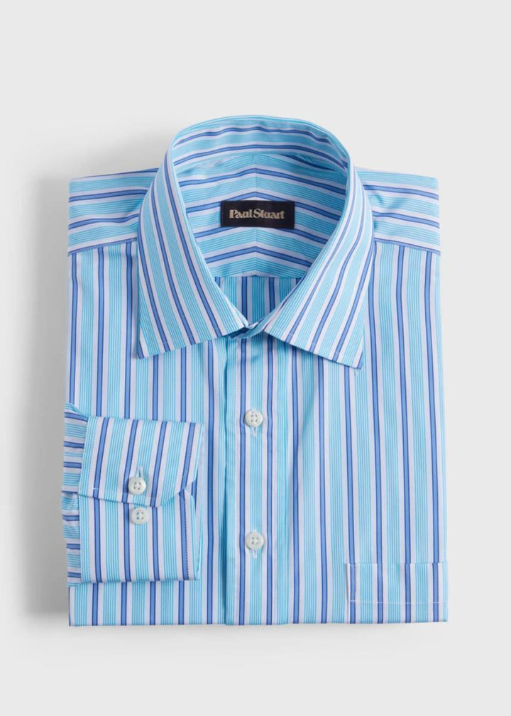 Variegated Stripe Dress Shirt - Light Blue - 17 (34 Sleeve) - Dress Shirt