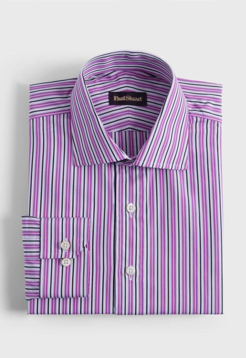Variegated Stripe Slim Fit Dress Shirt - Dark Pink - Dress Shirt