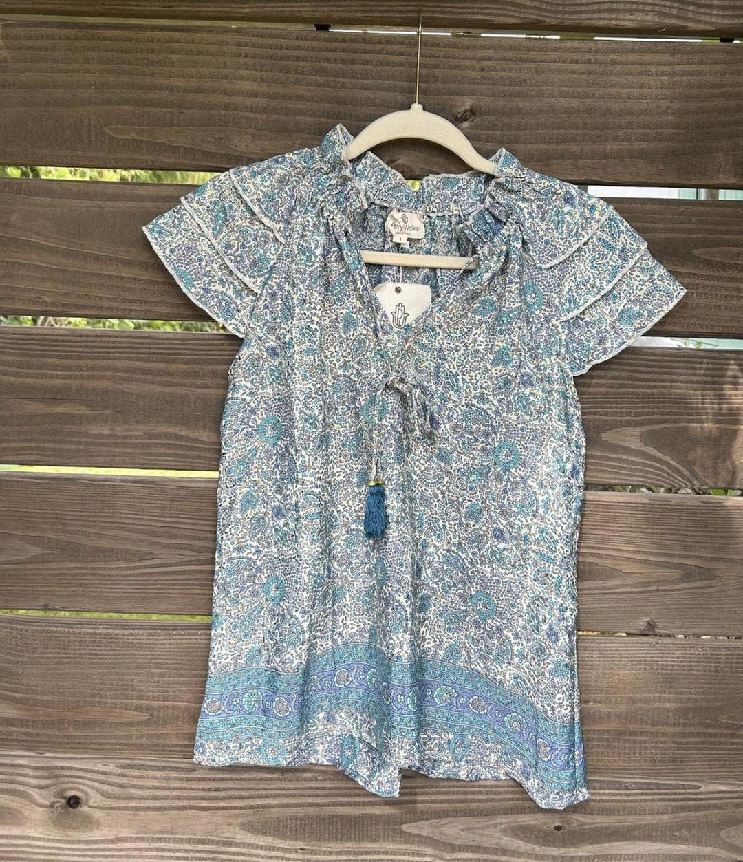 Varina Top - Green and Gold - Blouse