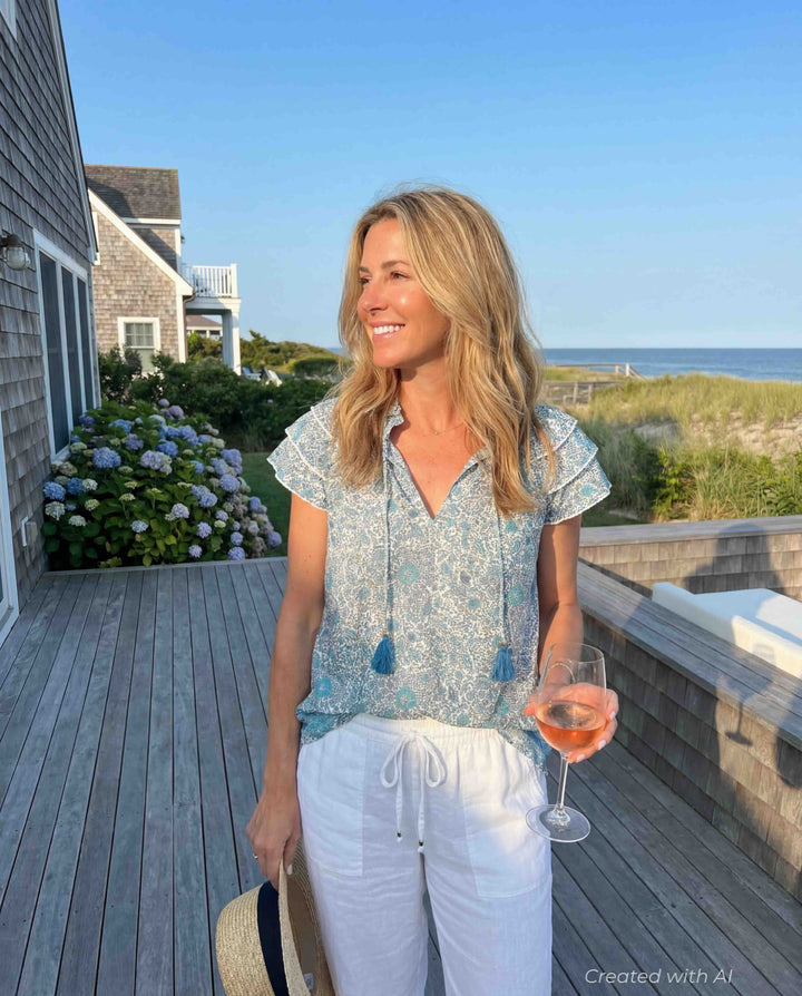 Varina Top - Green and Gold - Blouse