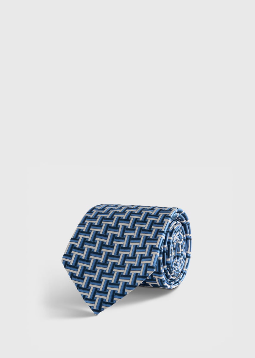 Woven Silk Basketweave Tie - Light Blue