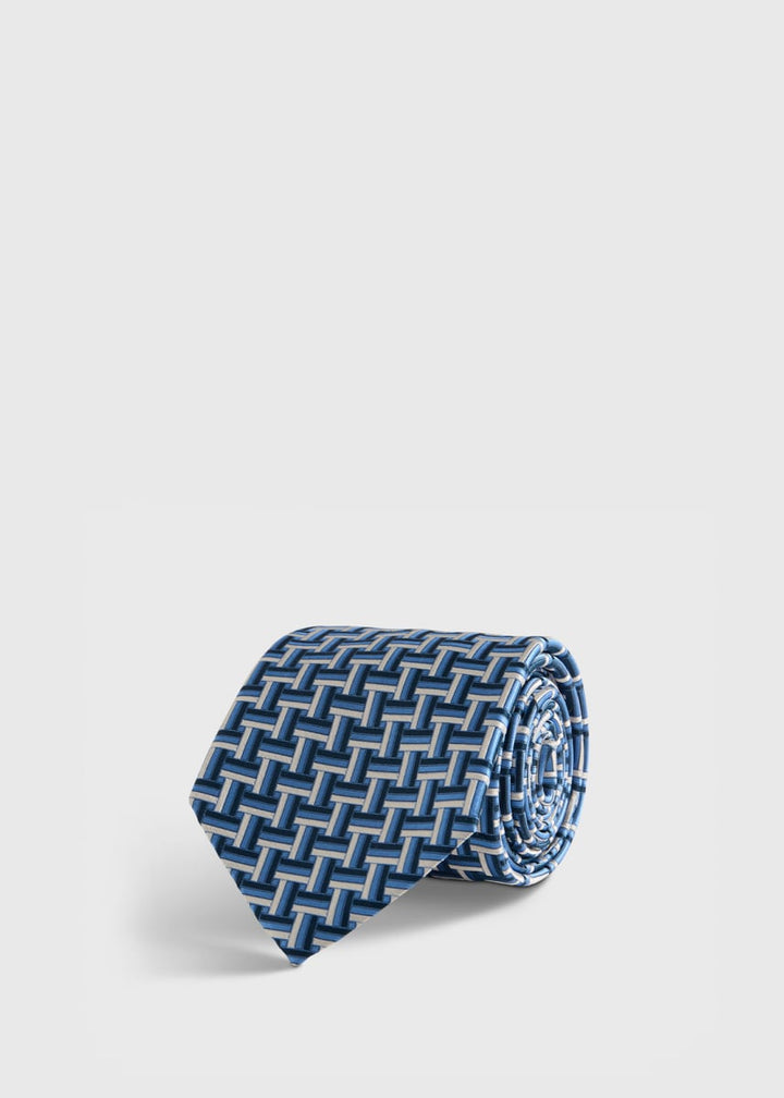 Woven Silk Basketweave Tie - Light Blue