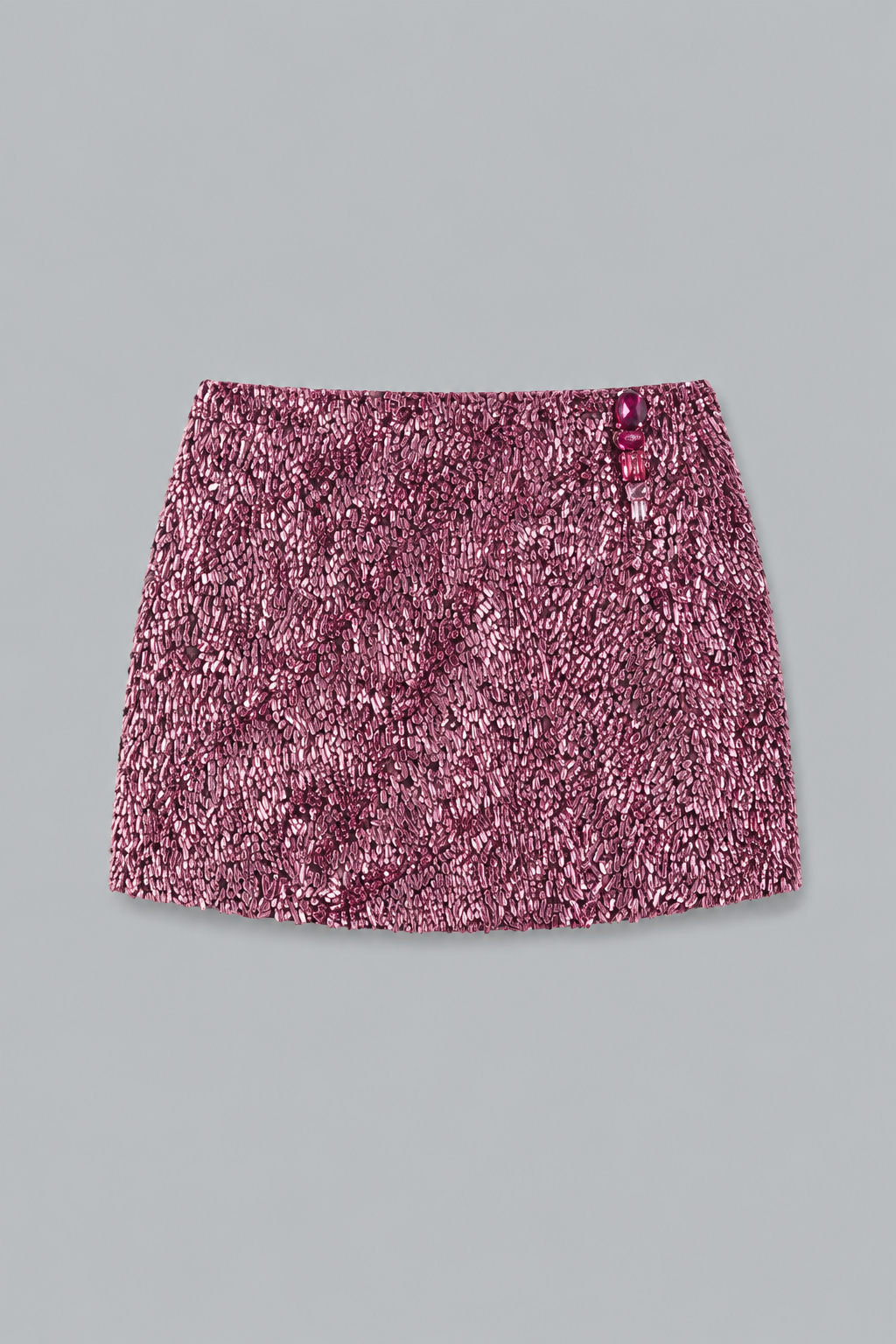 Crystal Cluster Sequin Mini Skirt - Metallic Rose