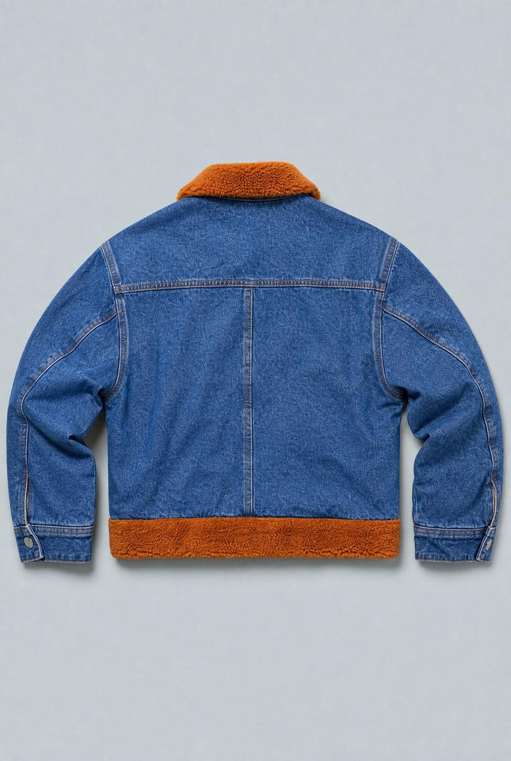 Denim Teddy Trucker Jacket - Indigo