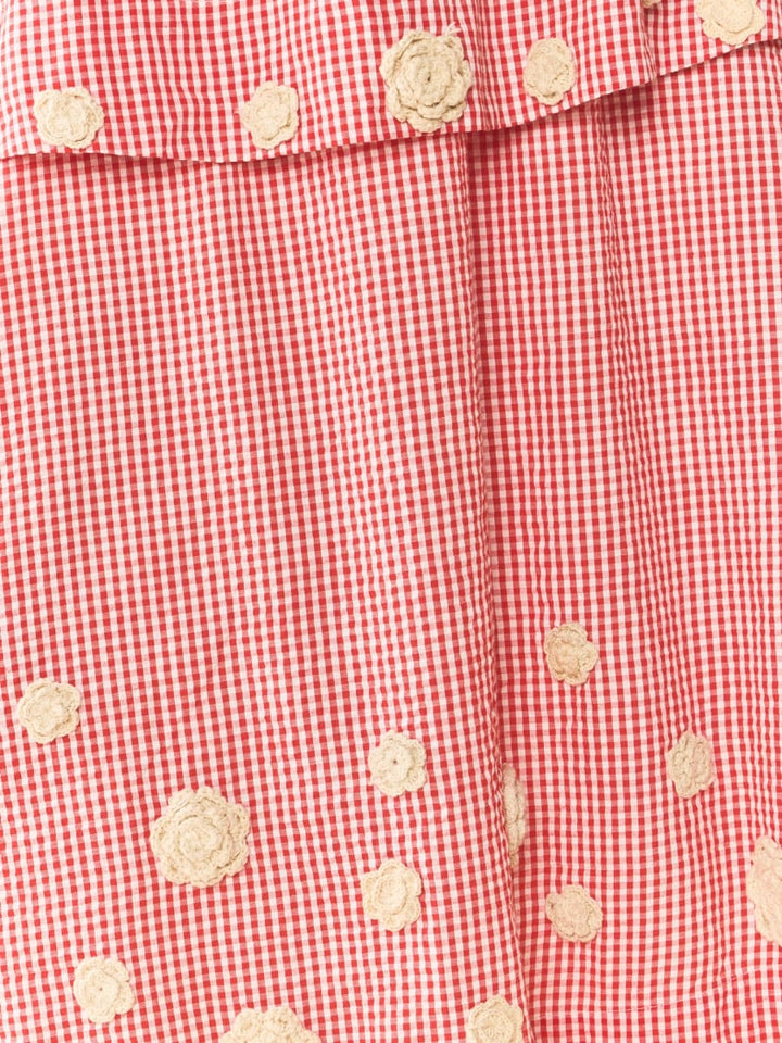 Daisy Dress X Rainey Collaboration - Red Gingham with Cream Crochet Appliqué