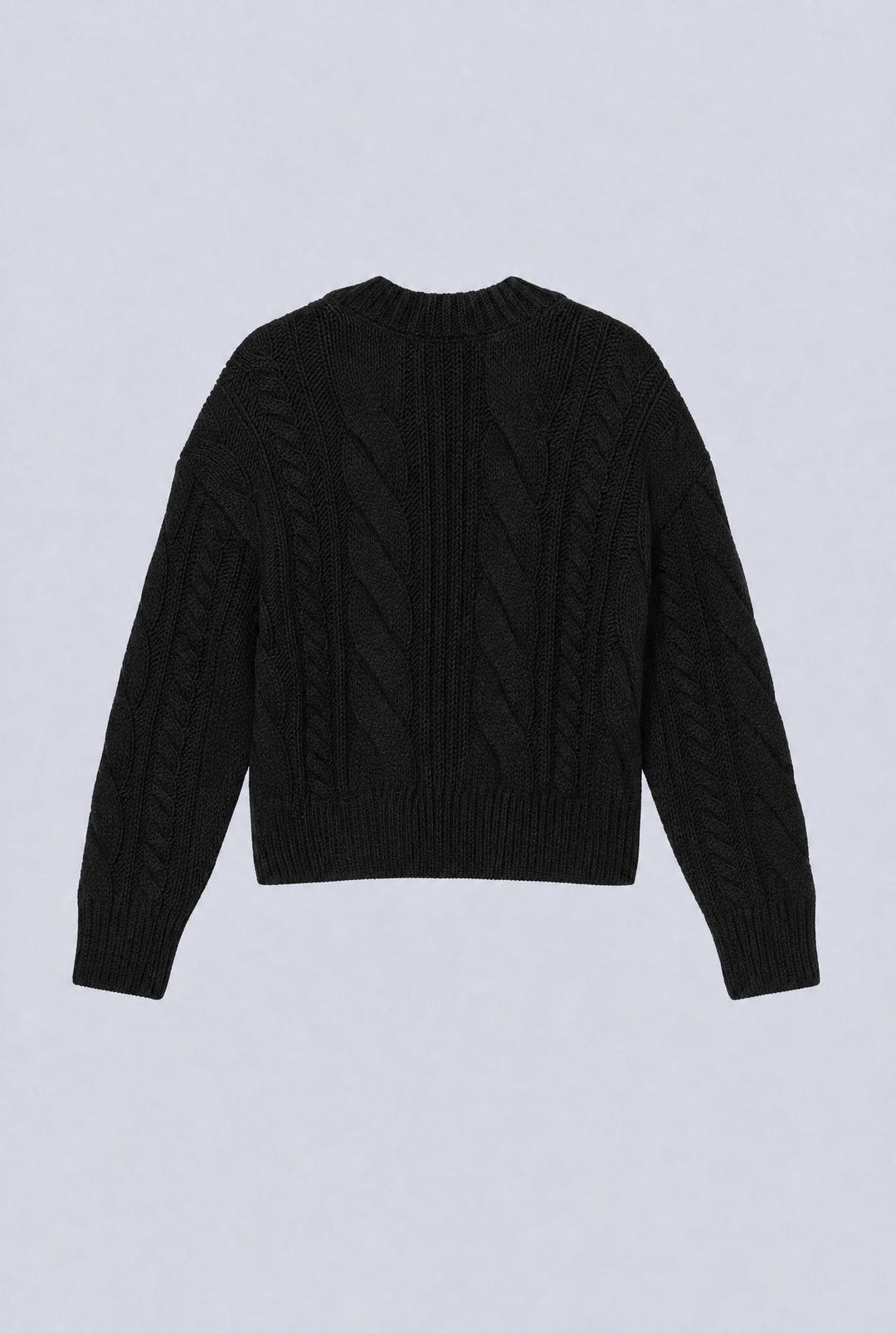 Cableknit Crew Neck Sweater - Black