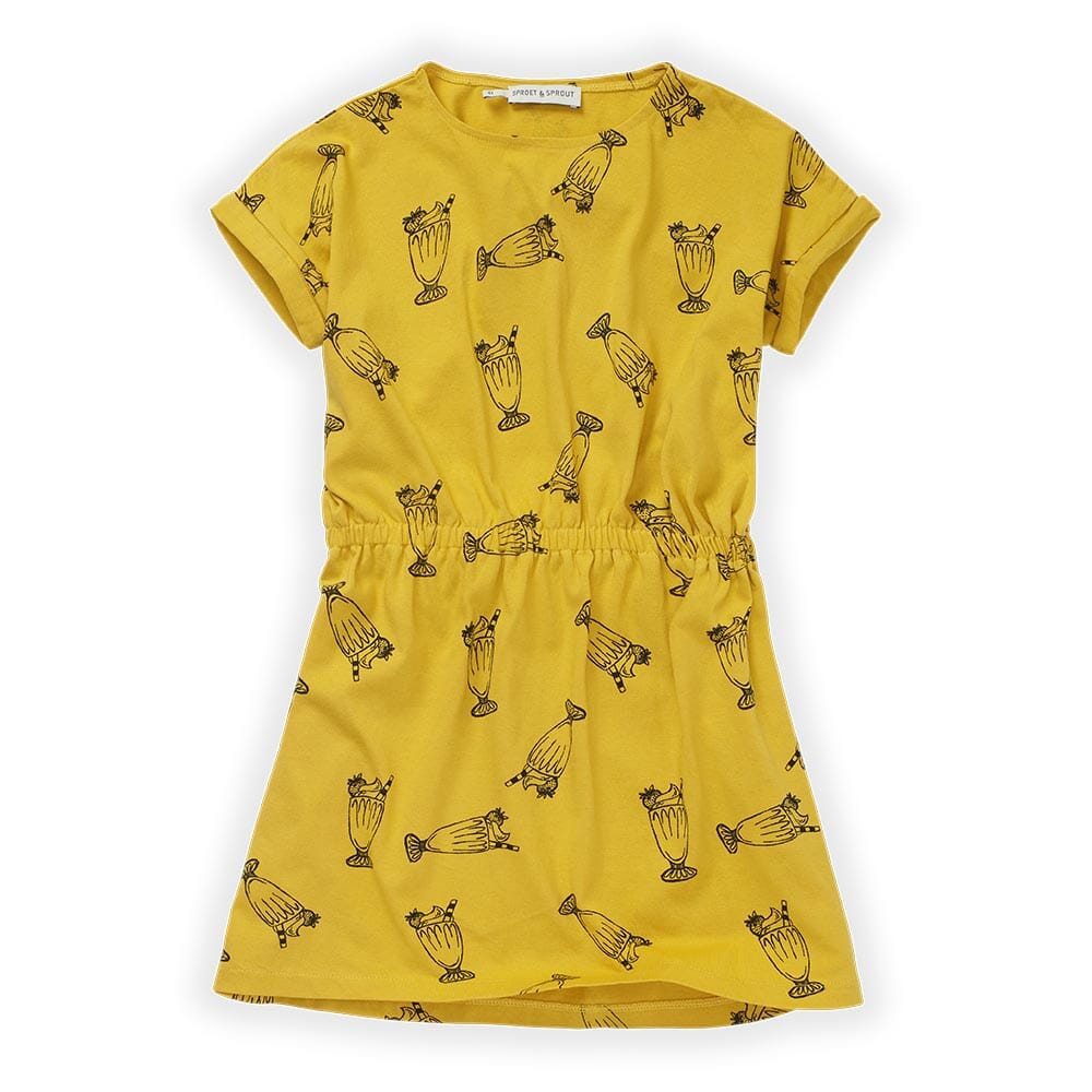 Ice Cream Print Cocktail Dress - Sunshine Yellow Dresses + Skirts Sproet & Sprout 